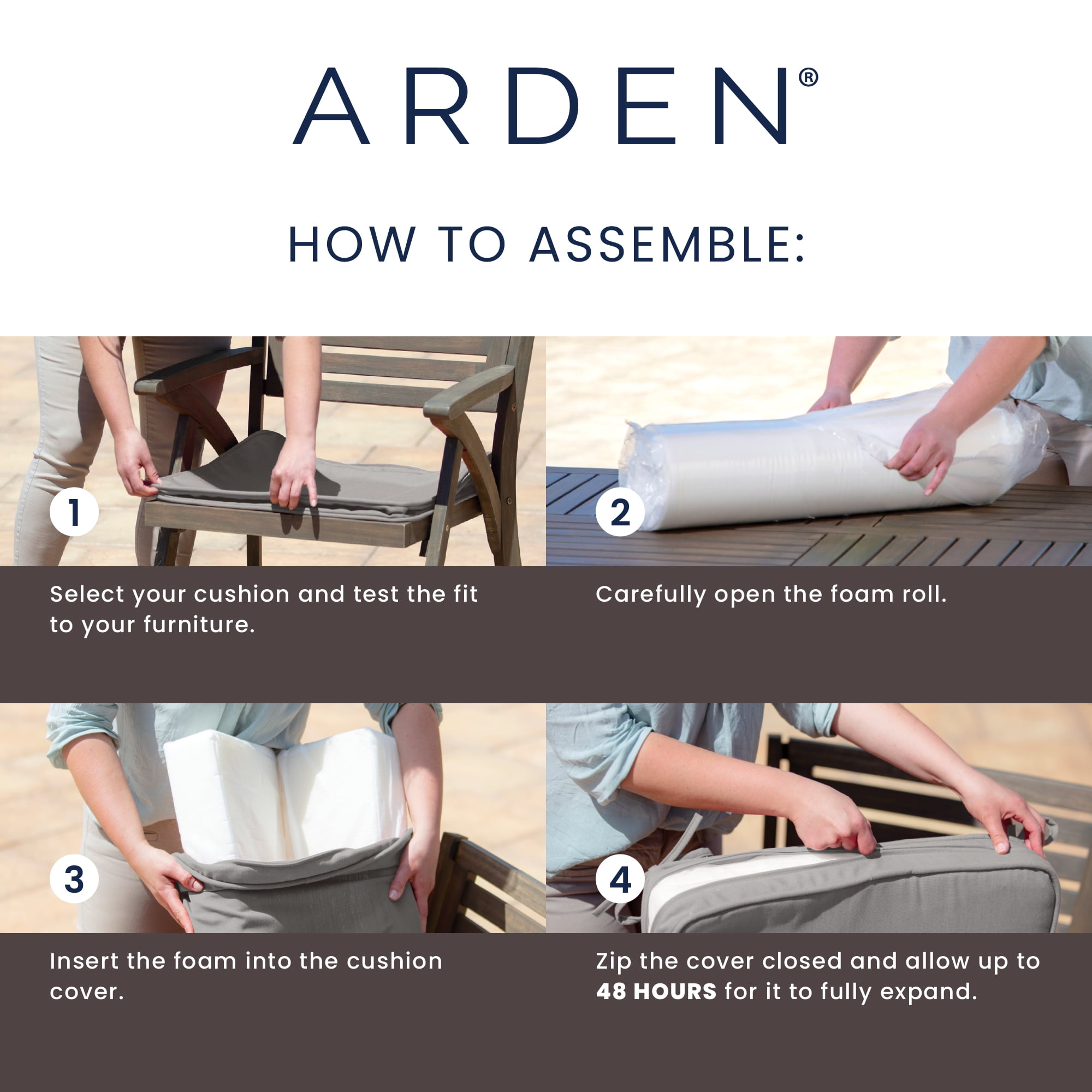 ARDEN Foam Outdoor Dining Chair Cushion, 20 x 20, made with ProFoam, Rain-proof, Fade Resistant, Clark Blue