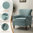 thumbnail image 4 of Upholstered Armchair, Tina's Home Accent Chair Nailhead Trim Wood Leg Living Room Bedroom Blue, 4 of 7