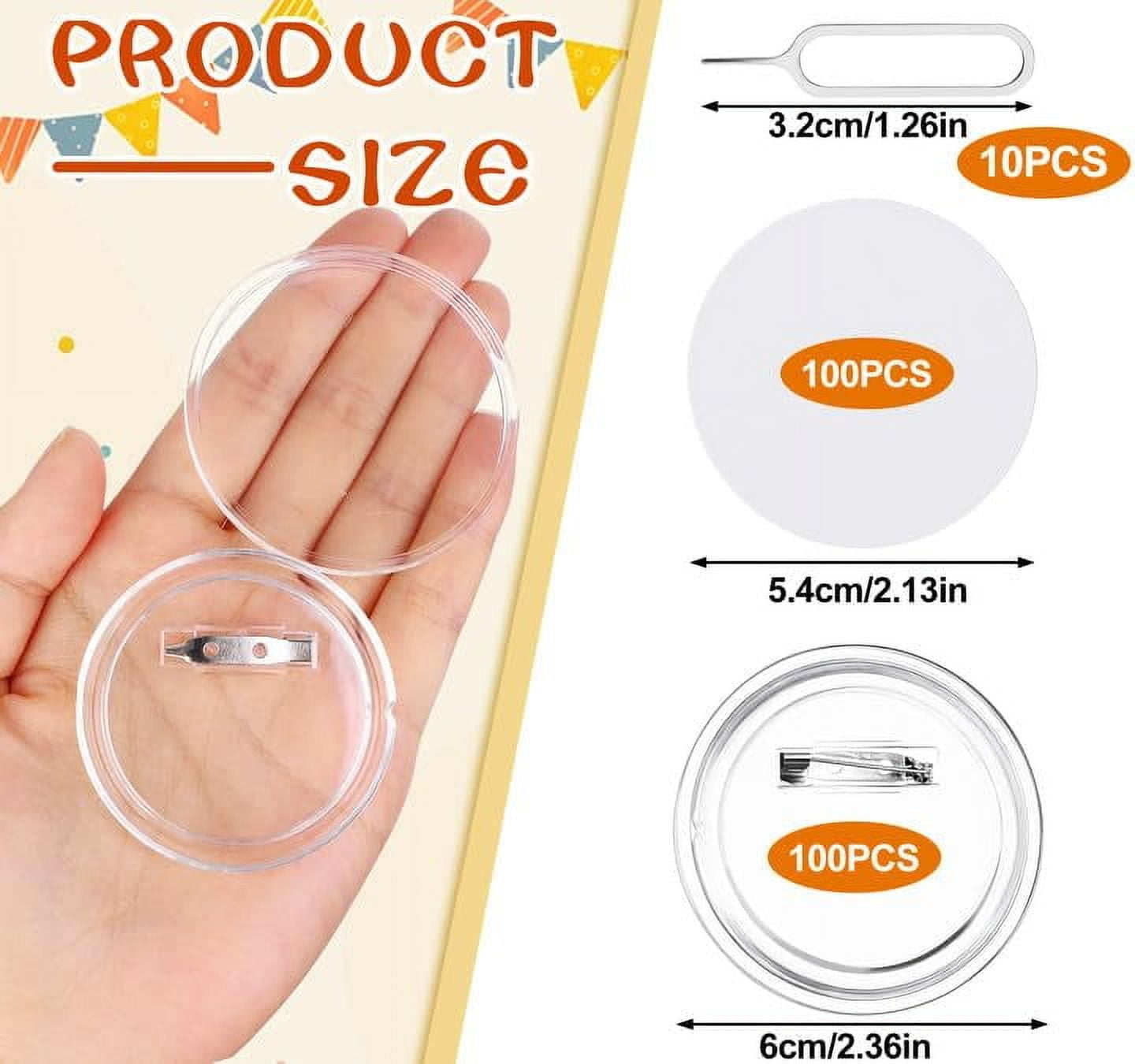 100PCS Acrylic Blank Button Pins Clear Badges Kit with Pin DIY Craft Supplies 37MM Badges Pins DIY ,Beginner-Friendly