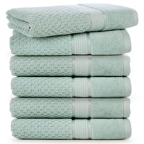 Ample Decor Bathroom Hand Towel 18 X 28 Inch 600 GSM 100% Cotton - Popcorn Textured Towel - 6Pcs Mint Green