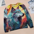 thumbnail image 6 of Colorful Lone Wolf Womens Oversized Sweatshirts Hoodies Crewneck Casual Tops Comfy FallWinter Clothes 2024, 6 of 7