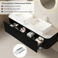 thumbnail image 5 of 60" Floating Bathroom Vanity with Double Sink, Modern Bathroom Vanities with Marble Countertop and White Rectangular Ceramic Sink, Soft-Close Design, Natural Solid Wood Cabinet, Pre-Assembled, Black, 5 of 6