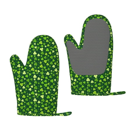

Zeuib Happy St. Patrick s day Print Oven Mitts Oven Gloves with Non-Slip Silicone Heat and Slip Resistant Cooking Mitt Set for Cooking and Baking (2 Count)