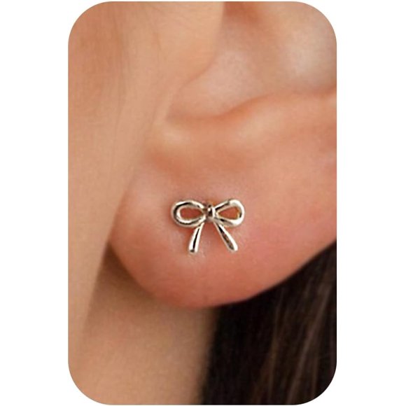 shiyou-Stud Earrings-14K Gold/White Gold Plated Earrings Stacks Bow Snake Butterfly Tiny Stud Earrings Set Cartilage Earrings Earrings for Women