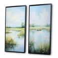 thumbnail image 3 of Designart "Meadow Calm Waters II" Meadow Framed Wall Art Set Of 2 - Green Landscapes Framed Canvas Set For Living Room Decor, 3 of 6