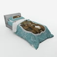 thumbnail image 3 of Ambesonne Cartoon Bedding Set 4 Pcs, Raccoon on Meadow, Queen, Dark Green Turquoise, 3 of 3