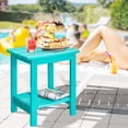 thumbnail image 2 of Y&M Outdoor Side Table, HDPE Patio End Table for Adirondack Chair, Weather Resistant Small Accent Table, Aruba Blue, Double Layer, 2 of 5