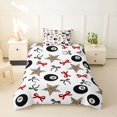 thumbnail image 2 of Castle Fairy Kawaii Bow Billiard Sport Twin Duvet Cover, Stars Leopard Print Twin Bedding, Black Red Brown,2pcs,1 Duvet Cover and 1 Pillowcase, 2 of 6