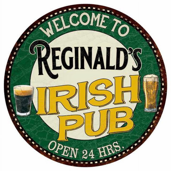 Reginald's Irish Pub 14" Round Metal Sign Kitchen Bar Wall Decor 100140036481