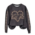 thumbnail image 2 of Meichang Chandails en Molleton pour Femmes Manches Longues Col Rond Vintage Pull Mode Imprimé Cœur Lettre Chandails en Molleton Coupe Ample, 2 of 3