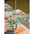thumbnail image 2 of Square Outdoor Tablecloth with Umbrella Hole Watercolor Tulips Outside Table Cloth Waterproof Patio Table Cover Spring Flowers Butterflies Leaves Beige Zipper Tablecloths for Picnic 54x54 Inch, 2 of 8