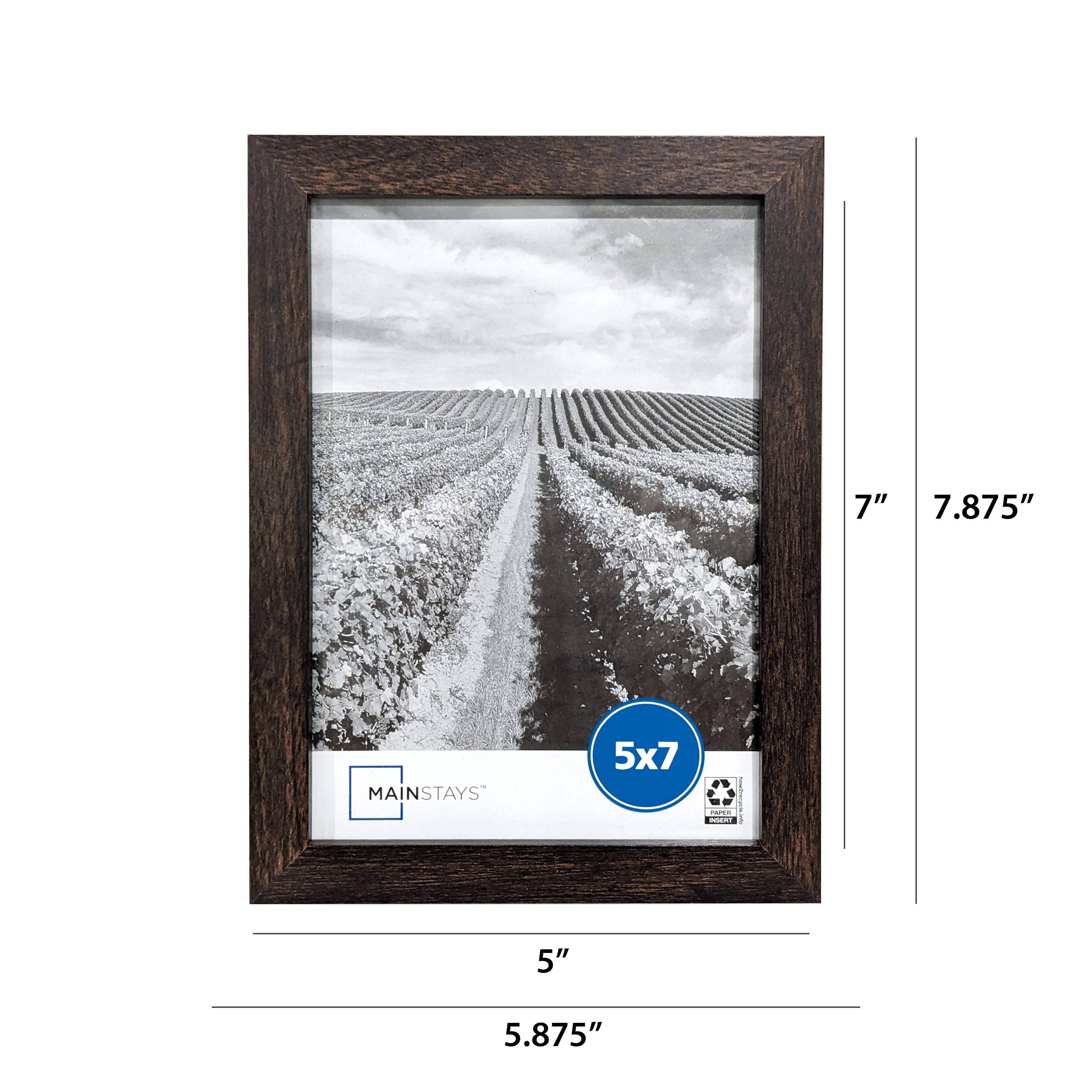 (4 pack) Mainstays - 5x7 Picture Frame - Brown Gallery Linear Program Tabletop & Wall Photo Frame, Set of 3