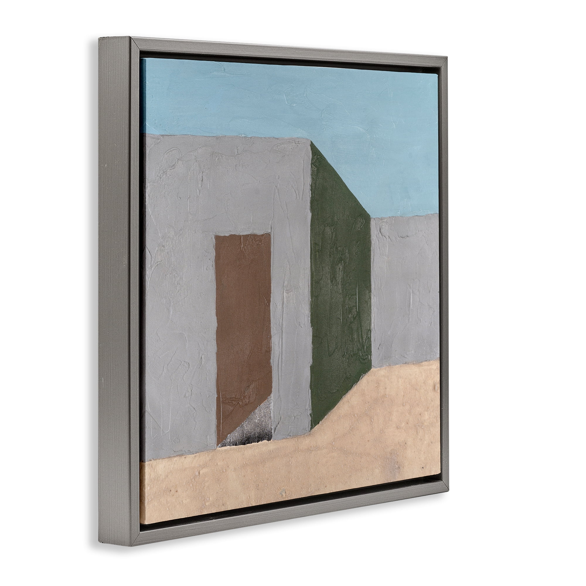 Stupell Industries Southwestern Adobe House Buildings & Architecture Painting Gray Floater Framed Canvas Art Print Wall Art, 25 x 25