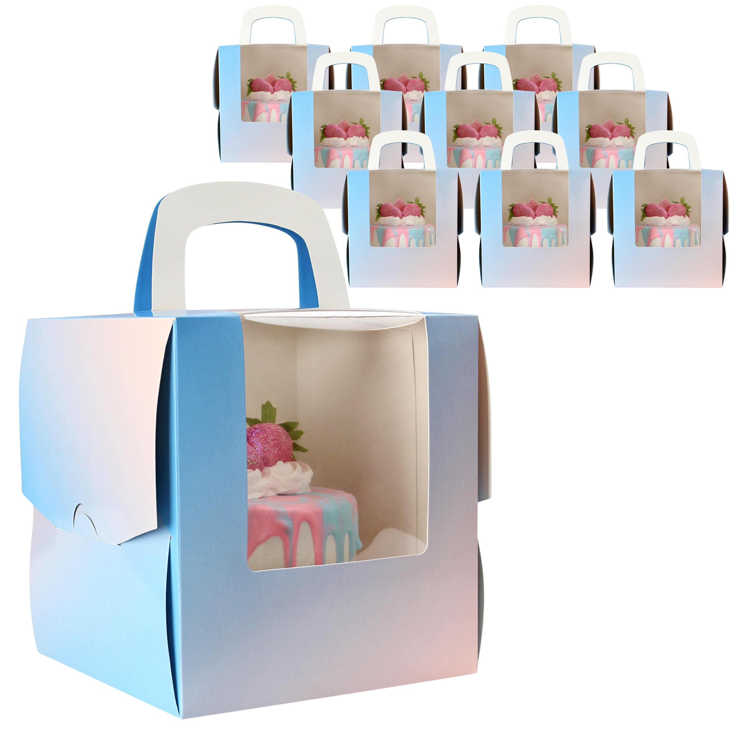 Spec101 Pink to Blue Cake Boxes with Windows 6.5x6.5in Disposable