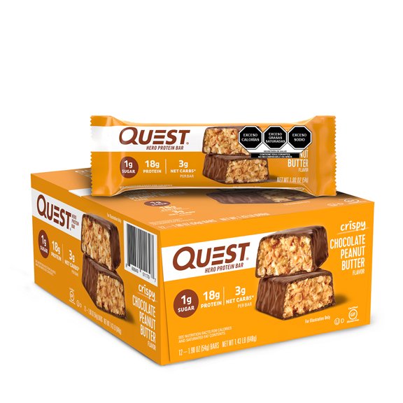 Barra de proteína Quest Nutrition sabor a Chocolate con Crema de Cacahuate Caja con 12pza HBCPB12