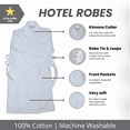 thumbnail image 2 of 100% Cotton Hotel Bathrobe White Plush Velour Kimono 48 x 63 Unisex, 2 of 10