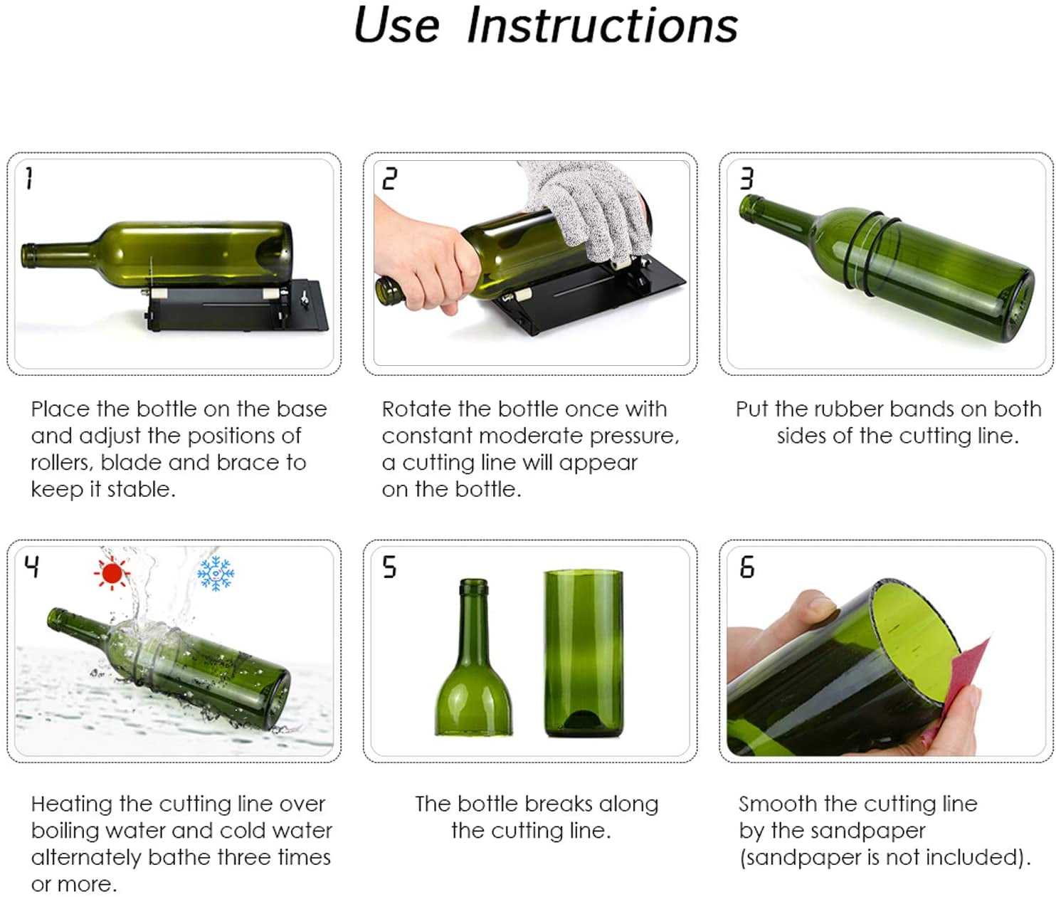 Bottle Cutter - Glass Bottle Cutting Tool, Square and Round Beer Glass Sculpture Cutter for DIY Glass Cutting - Metal Pad Bottle Holder with Cutting Accessories