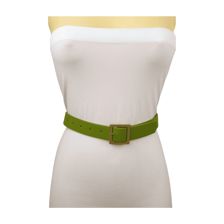Women\'s Skinny Belt with Gold Square Buckle Faux Leather Women Lavender Color Faux Leather Skinny Belt Gold Metal  main image 2