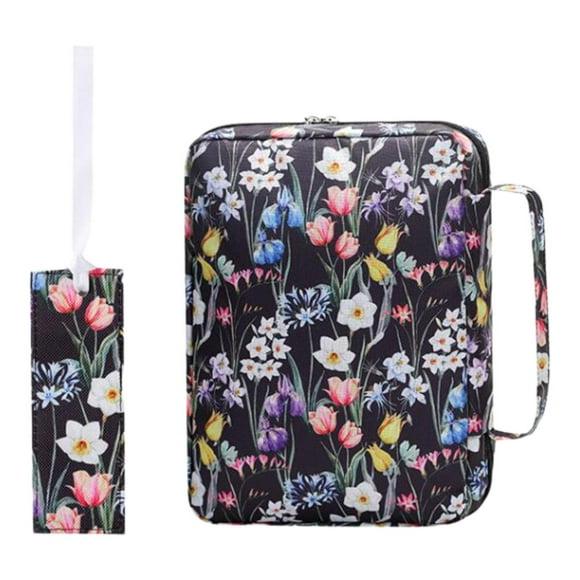 Estuche para Biblia con estampado floral, bolsa de transporte para libros de estudio, regalo para amigos Estilo D