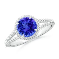ANGARA Natural 1.45 ct Tanzanite Twist Rope Split Shank Ring in 14K White Gold for Women (Size-7mm) | December Birthstone, Birthday, Anniversary, Jewelry Gift for Women | Natural Tanzanite Ring