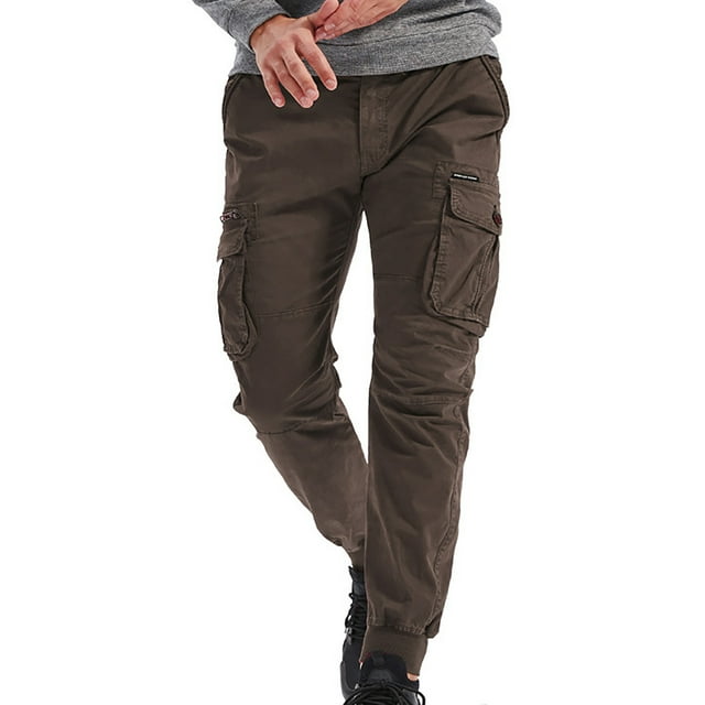 Pantalones largos para hombre, informales, lisos, con bolsillo, cintura elástica, para exteriores, con cordón ajustable, para trabajo