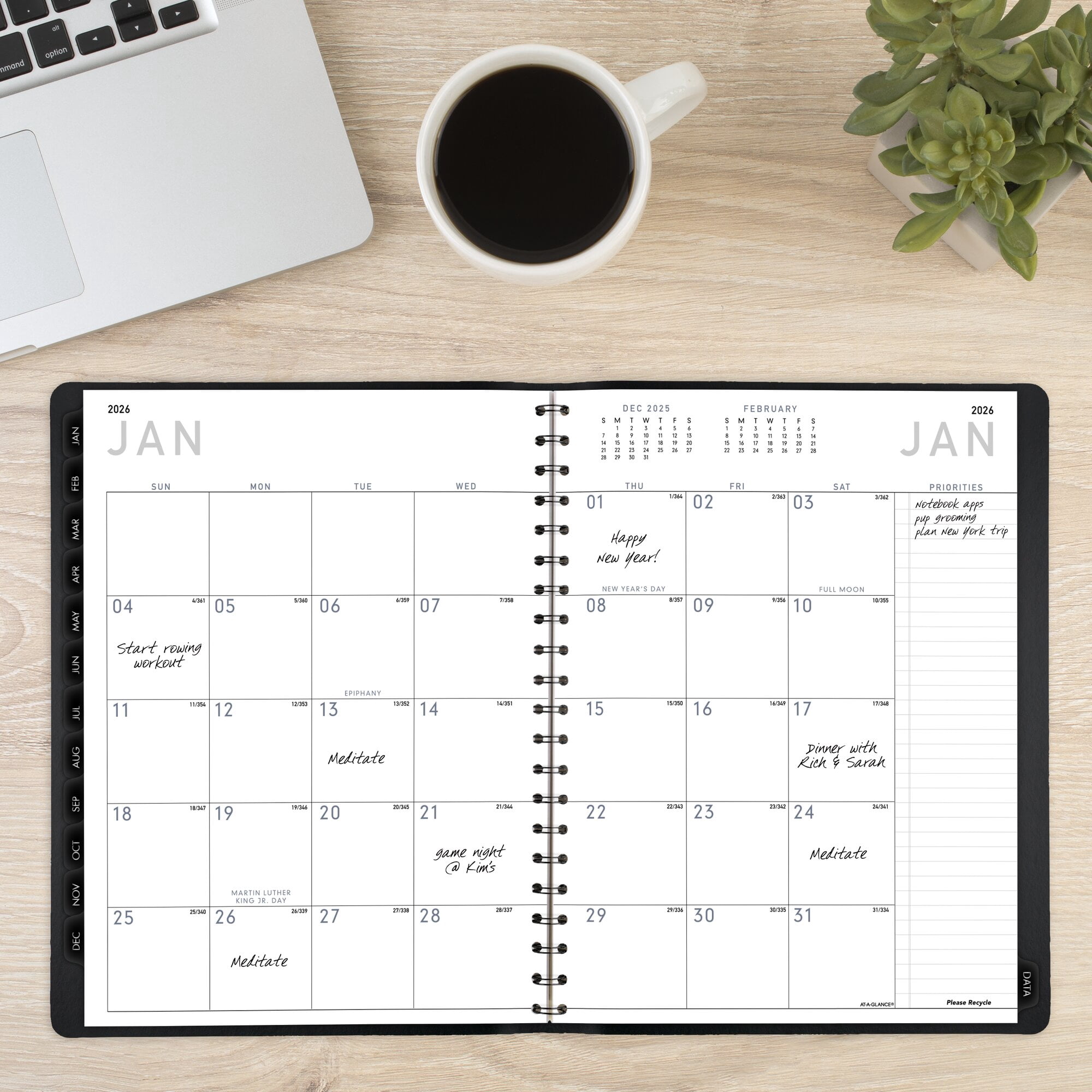 AT-A-GLANCE Contemporary 2025 Weekly Monthly Planner Black Large 8 14 x 11 -