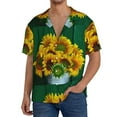 thumbnail image 3 of Easygdp Sunflowers in Bucket Men's Casual Short-sleeved Shirt with Pocket and Button Suitable for Beach Vacation Leisure - Large, 3 of 7