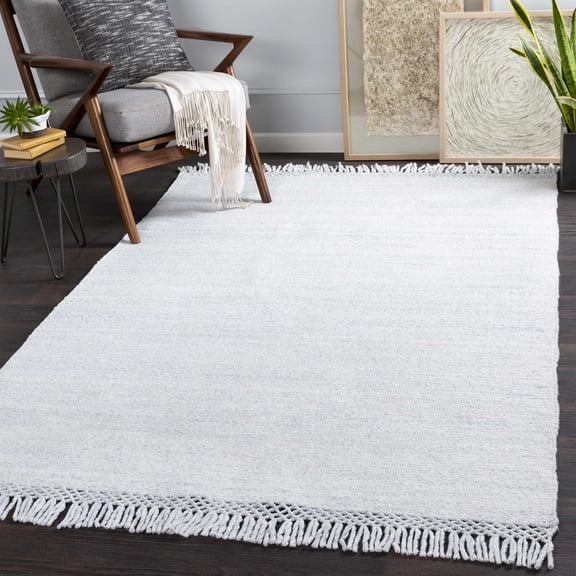 Hauteloom Yokine Recycled Material Living Room, Bedroom Area Rug - Contemporary - Light Slate, Light Gray - 2' x 3'