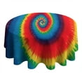 thumbnail image 4 of Colorful Tie Dye Pattern Round Tablecloth 60"x60",Wrinkle Wipeable Table Cloth for Kitchen Dining Room Picnic Patio Party, 4 of 6