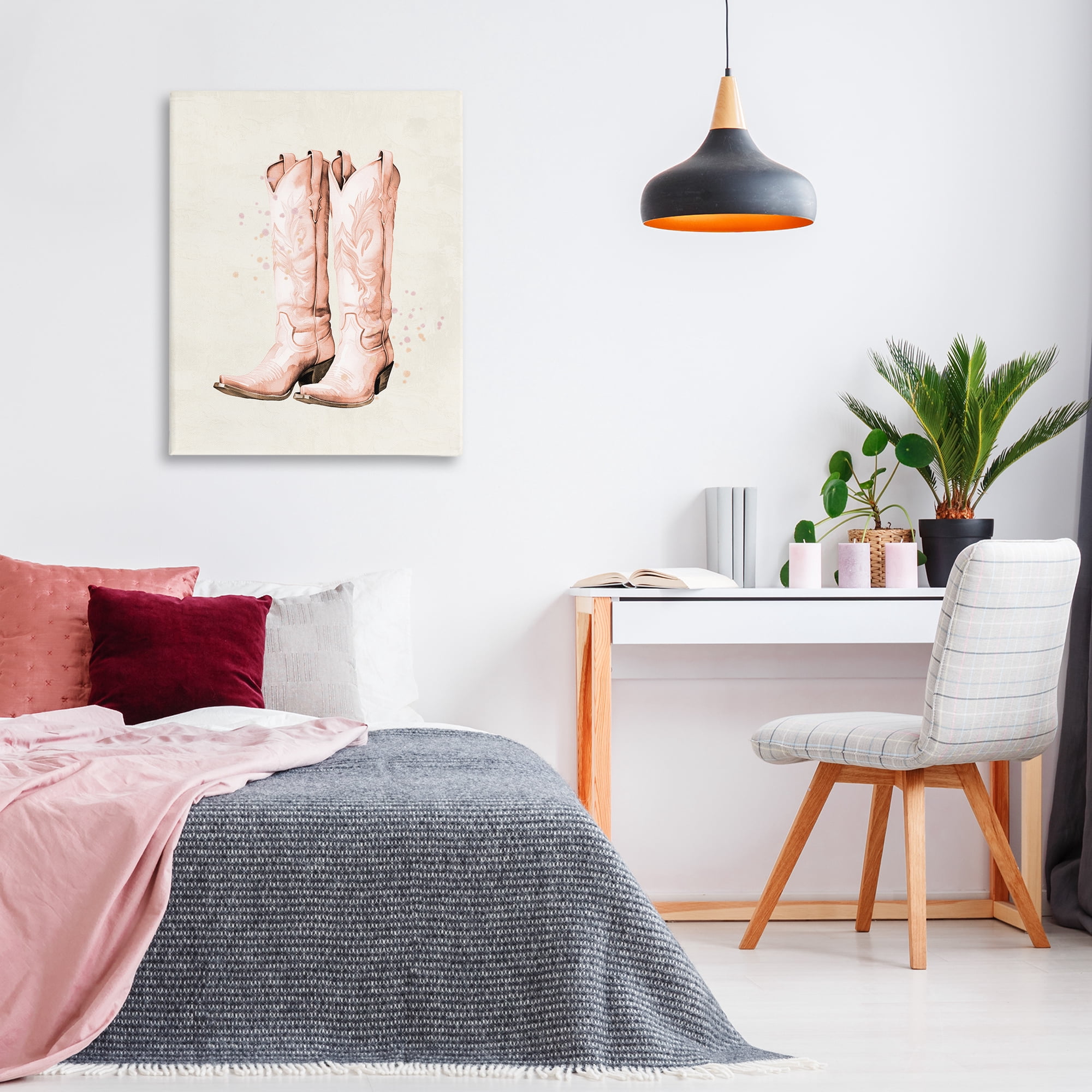 Howdy Cowgirl Pastel Boots Canvas Wall Art, design by Kim Allen