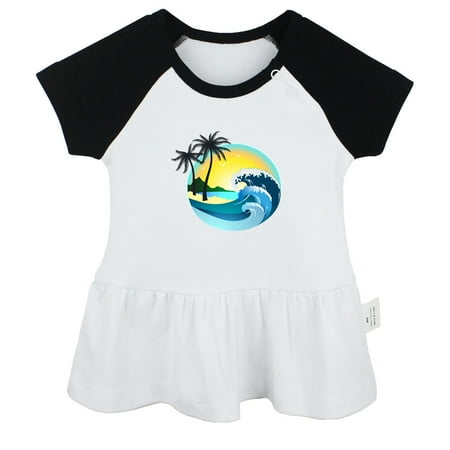 

Nature Beach Pattern Dresses For Baby Newborn Babies Skirts Infant Princess Dress 0-24M Kids Graphic Clothes (Black Raglan Dresses 6-12 Months)