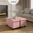 thumbnail image 2 of Hearth & Harbor Ottoman Storage Bench, Linen 30" Foot Stool Ottoman With Storage, Pink, 2 of 8