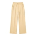 thumbnail image 6 of Chiccall Women's Solid Wide Leg Sweatpants Elastic Tiered Drawstring Waist Casual Long Jogger Trousers, 6 of 7