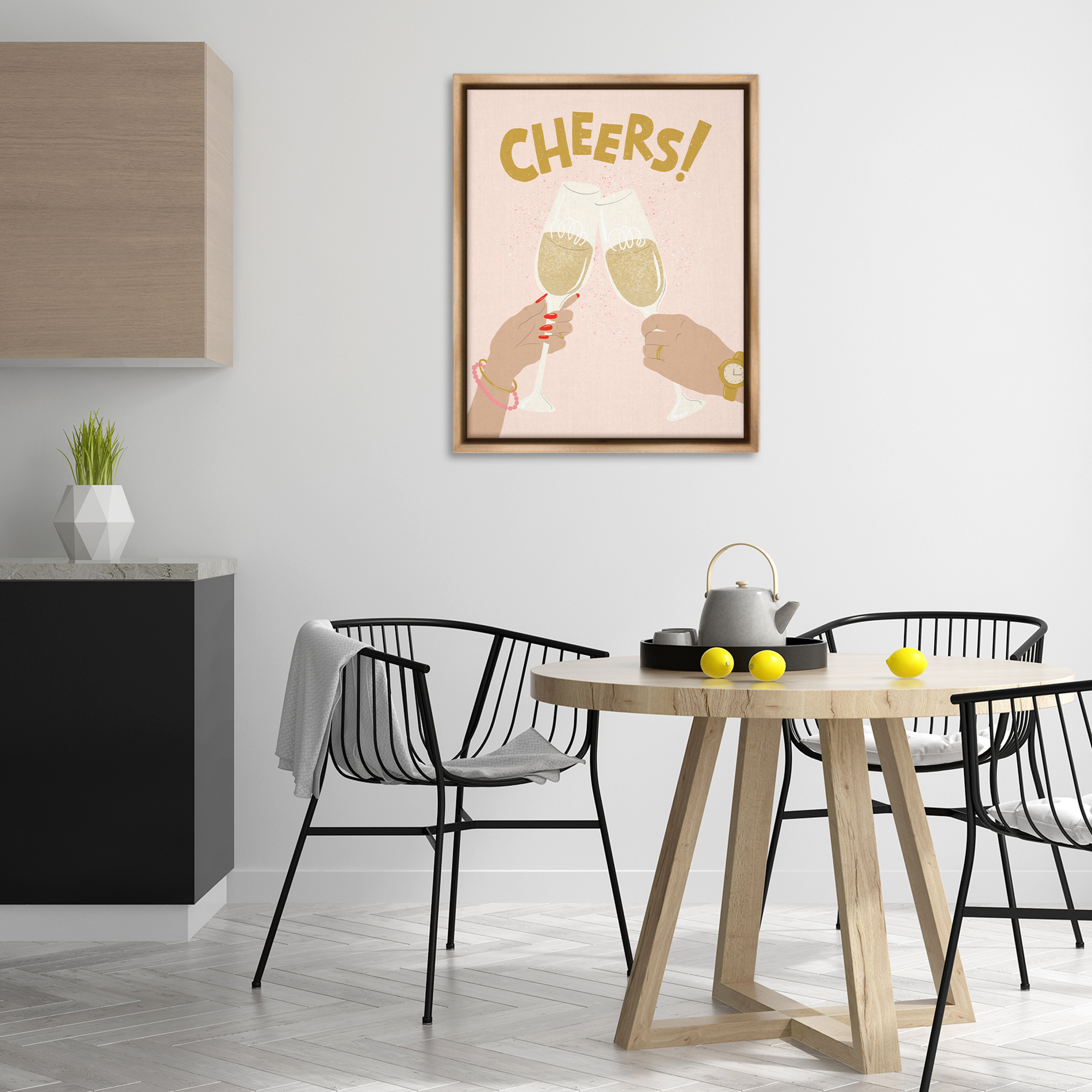 Stupell Industries Celebration Cheers Drinks Food & Beverage Painting Brown Floater Framed Canvas Art Print Wall Art, 25 x 31