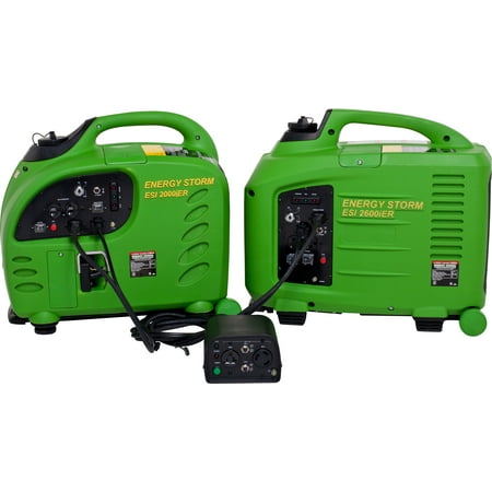 Double Power Package of 1-ESi2000iER and 1-ESi2600iER Energy Storm Remote Start/Stop, Remote Start Inverter Generators with Parallel Connection System included, 50 State and Canada Sales Compliant