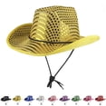thumbnail image 2 of ZQUUVOU Unisex Sequin Cowboy Hat Wide Brim Stage Performance Sun Hat Mardi Gras Vintage Show Party Accessory Purple, 2 of 2