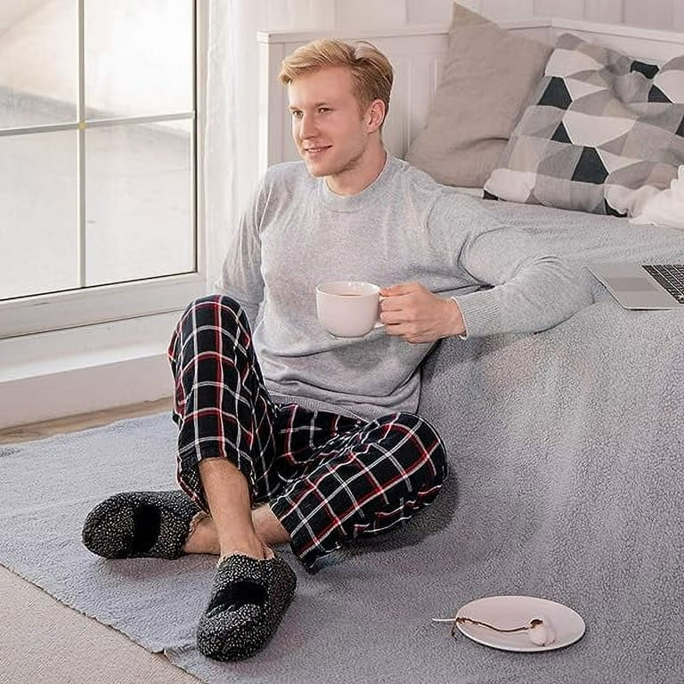 ULTRAIDEAS Fuzzy Slippers Socks for Men Soft Sole Sherpa Fleece
