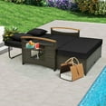 thumbnail image 6 of GVN Outdoor Sectional Cushioned Sofa Bed,Outdoor Wicker Daybed with Folding Panels and Storage Ottoman-Black, 6 of 10
