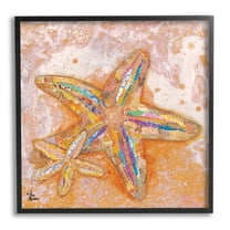 Stupell Industries Patterned Starfish Ocean Foam Layered Ephemera Collage Painting Black Framed Art Print Wall Art, Design by Lisa Morales