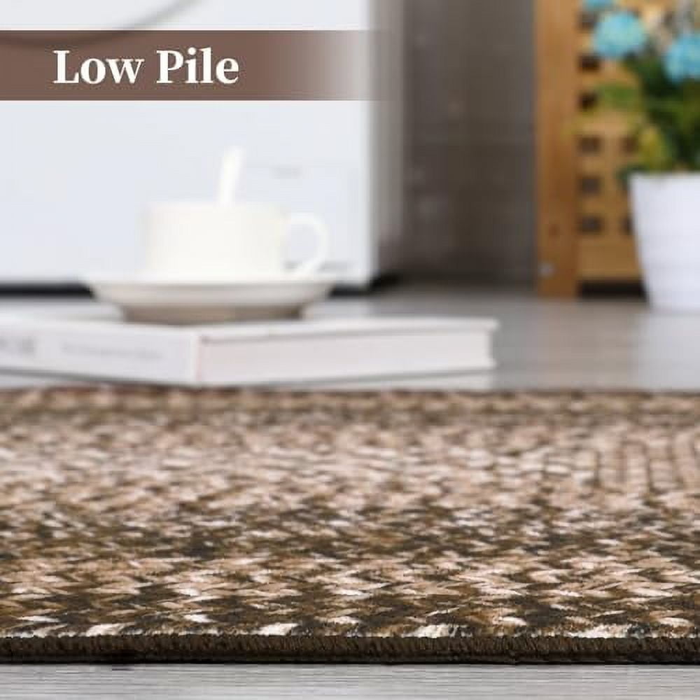 2025 New Modern Braided Print Area Washable Rug, Entryway Non-Slip Runners, Ultra-Thin Farmhouse Kitchen Mat, Non-Shedding Accent Carpet, for Bedroom Bedside Laundry