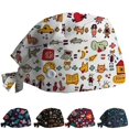 thumbnail image 2 of Gorro de enfermera de algodón con estampado de dibujos animados para hombres y mujeres, gorro de dentista absorbente del sudor, gorros de cuidado de salón de belleza, regalos de navidad, 2 of 4
