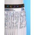 thumbnail image 6 of Haitryli Womens Belly Dance Skirt Fringed Hip Scarf Colorful Waistband Tiered Sequin Tassel Waist Chain White One Size, 6 of 7