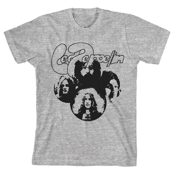 Led Zeppelin Group Members Youth Athletic Heather Crew Neck Short Sleeve T-shirt  - XS
