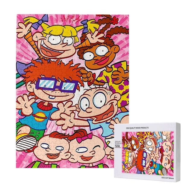 Rompecabezas de 300, 500 y 1000 piezas de Rugrats, divertido juego familiar, juguetes educativos de madera para niños y niñas, regalo para niños adultos