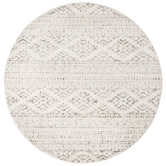 SAFAVIEH Tulum Lakisha Distressed Southwestern Area Rug, 9' x 9' Round, Ivory/Grey