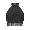thumbnail image 4 of Hansber Kids Girls Latin Dance Tops Sleeveless Halter Mock Neck Fringe Tiered Tassels Crop Tops Dancewear Black 10, 4 of 7