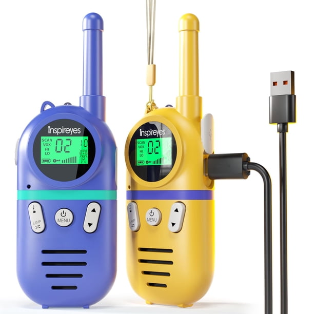 Walkie Talkies Inspireyes, recargables, alcance de 3 millas, paquete de 2