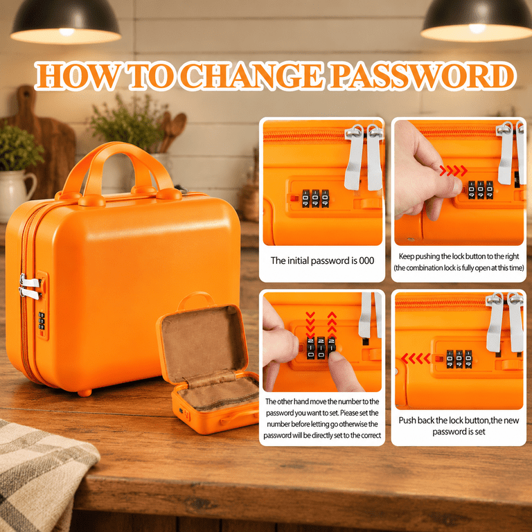 Orange Stylish Lockable Storage Chest Box for Personal Items - Walmart.com