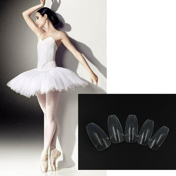 COOPHYA False Nails Clear Transparent ABS Nail Tool for Wedding and Prom 100Pcs Set