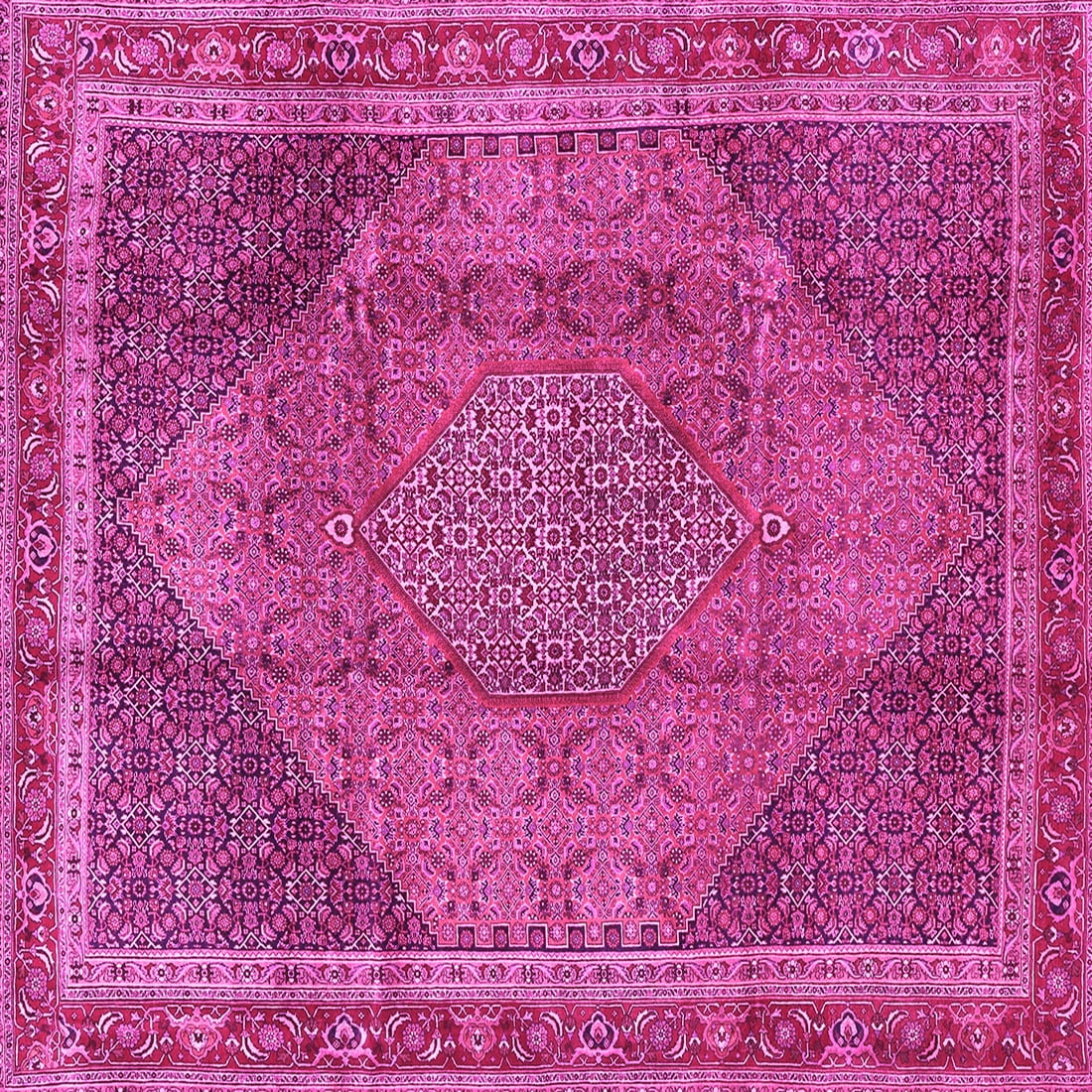 Ahgly Company Indoor Square Medallion Pink Traditional Area Rugs, 5 ...